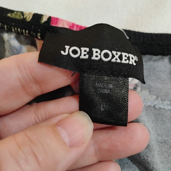 Joe Boxer Black Floral Long Sleeve Top with Pink & Blue Roses - Picture 3 of 8